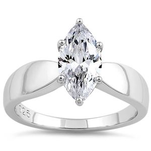 Sterling Silver Marquise Clear CZ Ring